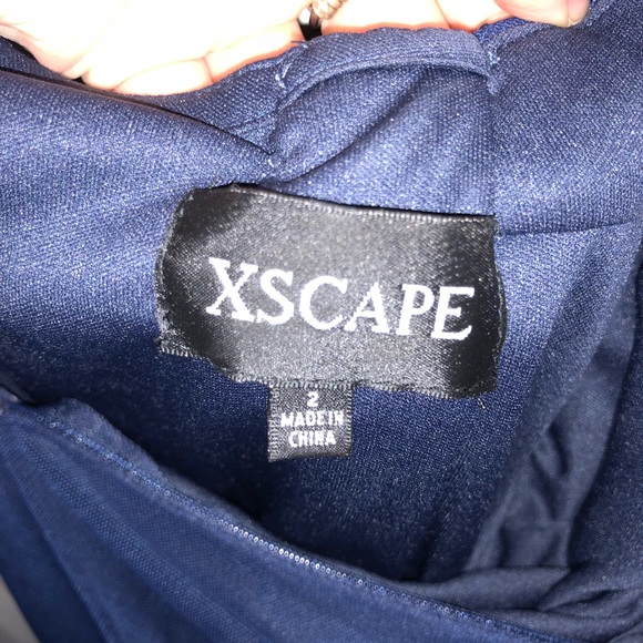 Beautiful Long Navy Blue Strapless Prom Dress - Picture 3 of 3